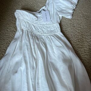 White Smocked one shoulder Dress